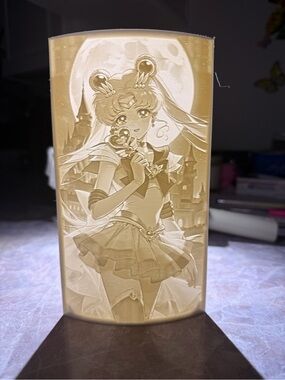 Title: Sailor Moon Lithophane Light | 16 Color LED Anime Lamp | 3D Printed